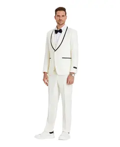 Ivory White Tuxedo with Black Trim - Contemporary Elegance