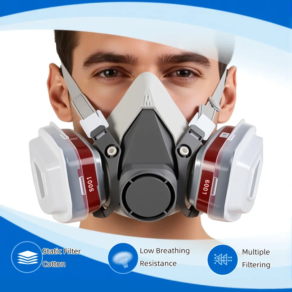 The main body of the gas mask, half mask, anti-spray paint, industrial dust, chemical gas, filter box and filter cotton are used