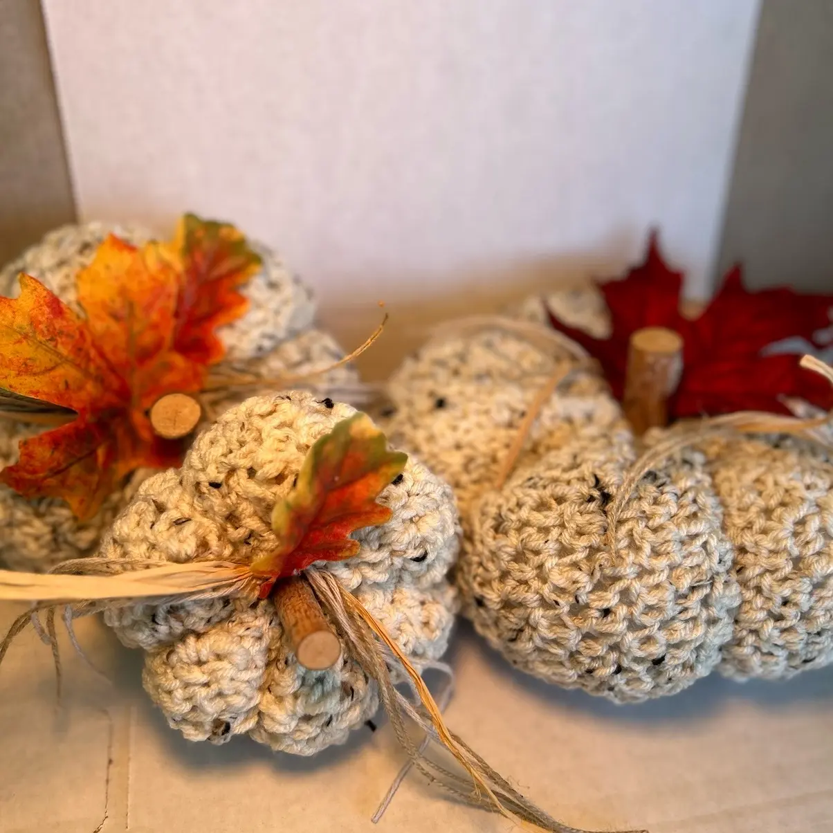 Color Ivory Tweed Yarn Handmade Crochet Pumpkins Fall Decor Home Decor Decorative Pumpkins Decoration Table Centerpiece