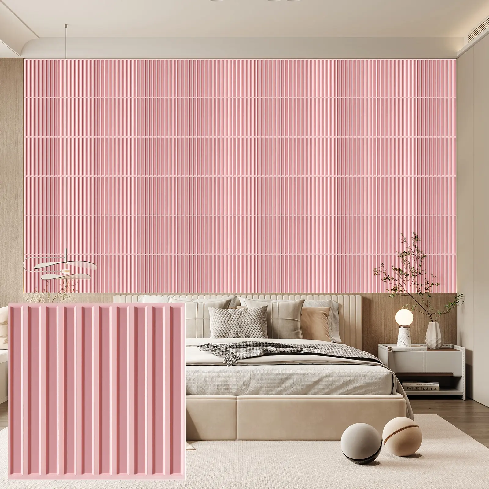 Aadesh 3D Decorative Wall Panel (Includes Roll of Mounting Tape), Interior Wall Decor, Geometric Texture Pattern for Living Room, Lobby, Bedroom, Hotel, Office, Game Room, TV Backdrop, 11.8 x 11.8 inches (Approx. 30 x 30 cm), White/Black/Pink/Gray