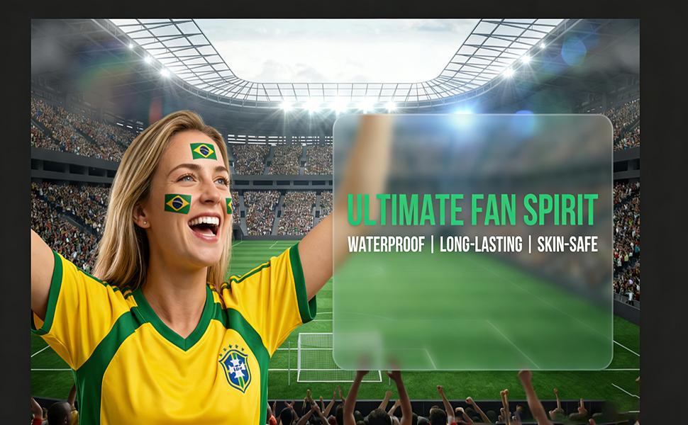 World Cup Football Face Stickers Temporary Tattoos Waterproof Country Flag Decals for Sports Fans Watch Party Game Day Celebration Festival Event Supplies 48PCS