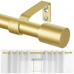 Gold Curtain Rods 32 to 58 Inch(2.6 to 4.8 ft), Adjustable Splicing Window Curtains rod, 3/4 Drapery Rods for Windows 20 to 53 Inch, Decorative Single Rod with Modern Cap Finial