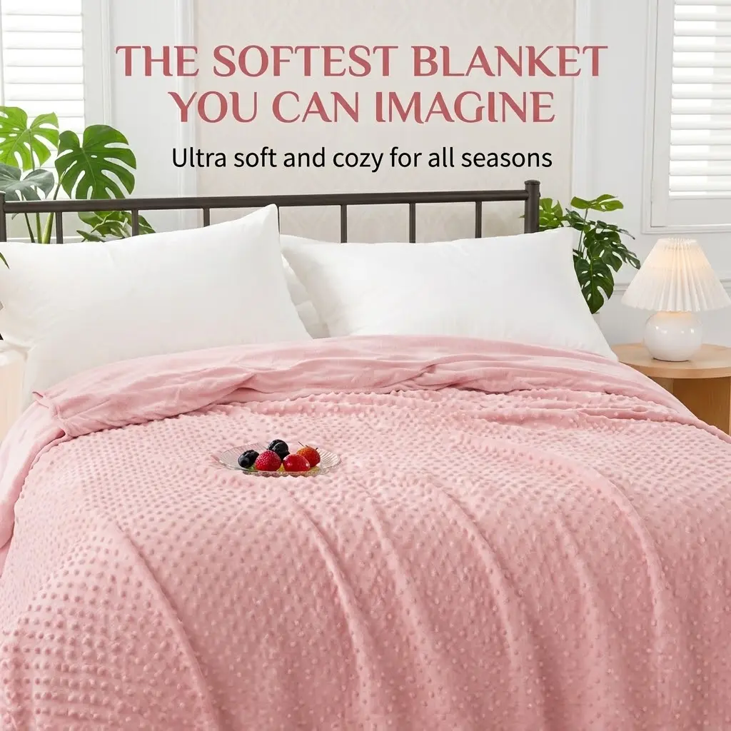 Summer Cooling Blanket Reversible Lightweight Ice Cool Bed Blanket 3D Dotted Sensory Minky Microfiber Soft Breathable Thin Blanket for Kids Adults Hot Sleepers Home Decor