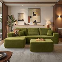 Green Cloud Velvet Left Chaise