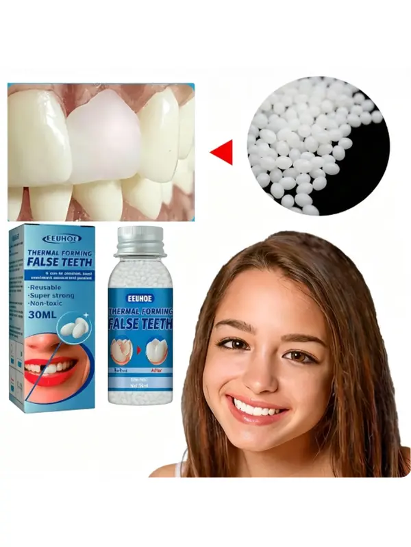 Tooth Repair Kit - Teeth Replacement Kit for Temporary Restoration of Missing & Broken Teeth Replacement Dentures, DIY Heat Fit Beads, Gift Ideas, Teeth Fixing