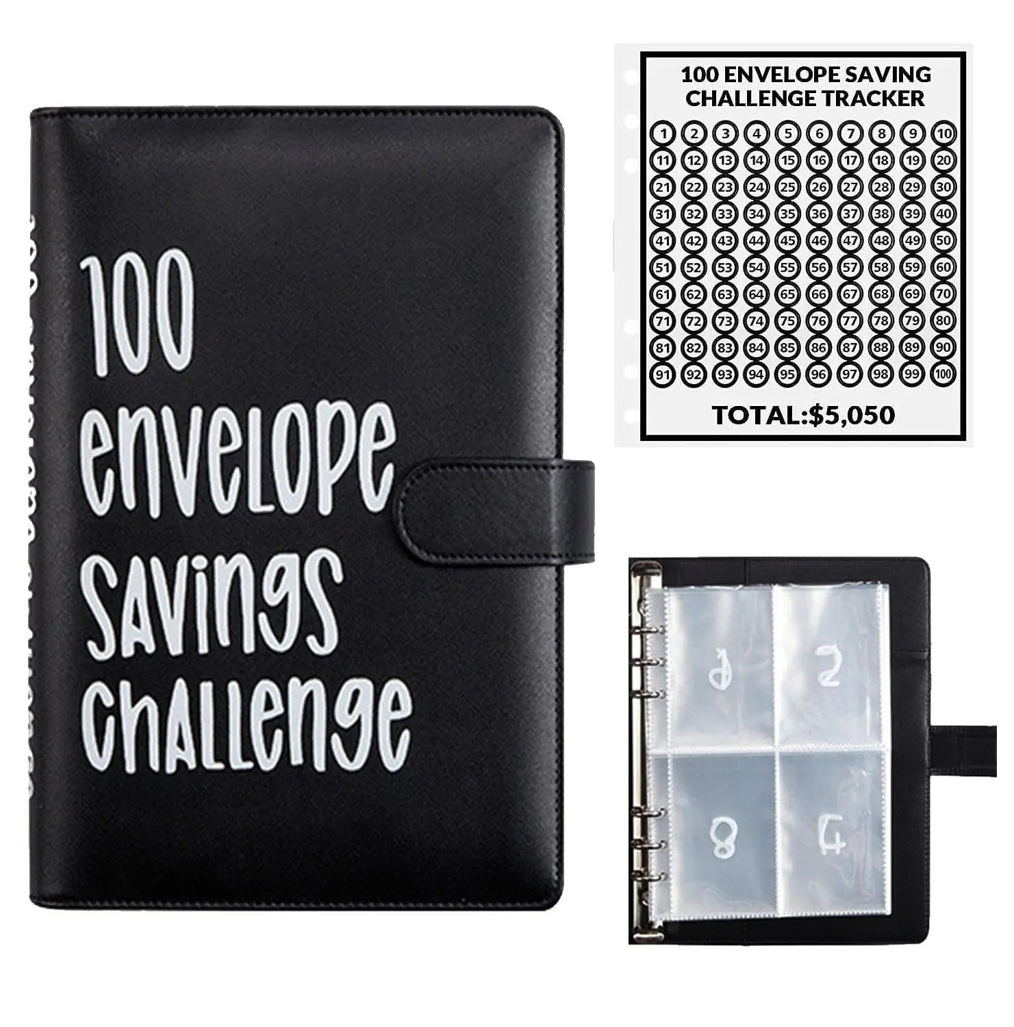 100 Envelope Challenge Binder, 100 Envelope Savings Challenge, Simple and Fun Way to Save $5,050, Budget Binder with Cash Envelopes, Savings Budget Planner