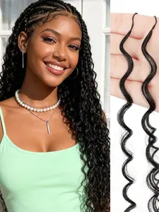 Feather Crochet Hair for Black Women 1 Pack 50 Strands Pre Separated Invisible Micro Knots Crochet Hair, Synthetic Deep Wave Curly Feathered Tip Braids Extensions