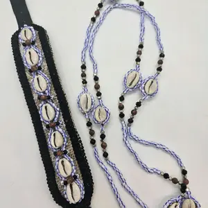 Orisha Azojuano Afimalle Set of Cacha and Collar with Beaded Design and Cowrie Shells