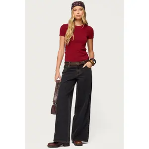 Contrast Stitch Low Rise Baggy Jeans