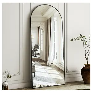 64.3"x21" Arch Full Length Mirror Floor Mirror with Stand Free Standing, Black