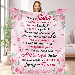 Best Sister Gift Ideas, Brother Birthday Gifts, Creative Thanksgiving Christmas Presents, Unique Holiday Gifting Options, Cozy Throw Blanket, Slogan Print Blanket, Flannel Slogan Blanket