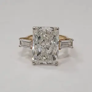 LAB 9.01ct Radiant Diamond (E/VVS2) Ring With 1.5ct Accents Diamonds Inculudes IGI Report