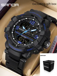 Sanda Fashion Luxury Men's Electronic Quartz Sports Multi functional Waterproof LED Electronic Watch Waterproof Wrist Watch Modern Waterproof Watch