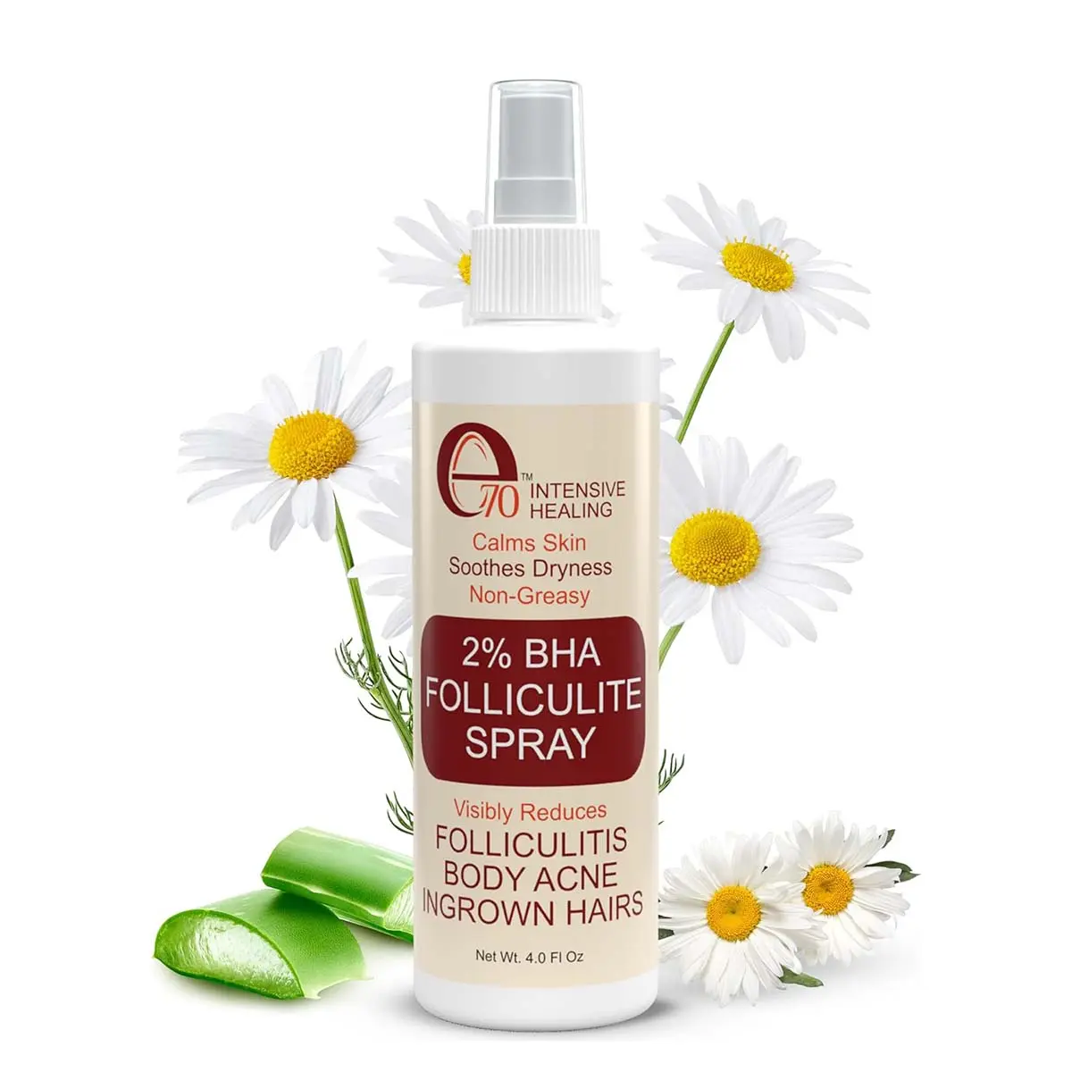 e70 2% BHA Exfoliating Body Oil Spray w/ Salicylic Acid, Tea Tree Oil & Aloe - Body Mist for Clogged Pores, Folliculitis, Bumps & Dry Skin Relief, 4 fl oz