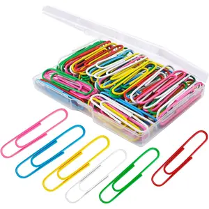 Paper Clips, 100Pcs 2 Inch Large Paper Clips, Assorted Colored Coated Jumbo Paper Clips, Reusable Big Paper Clips, Large Colored Paper Clips for Office School Document Organizing