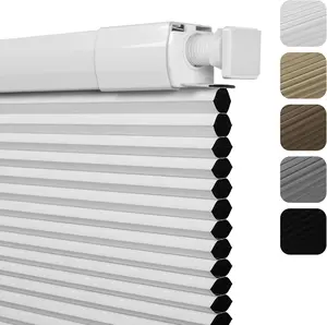 No Drill No Tools Cordless Cellular Shades Bottom Up Cordless Light Filtering Honeycomb Blinds Thermal Protection Window Blinds for Interior Windows, Noise Reduction, Custom Size (Light Gray)