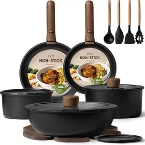 CAROTE 19pcs Pots and Pans Non Stick, Cookware Sets Detachable Handle, Induction Kitchen Pots and Pans,NonStick Cooking Set, Oven/Dishwasher/Fridge Safe, Space Saving
