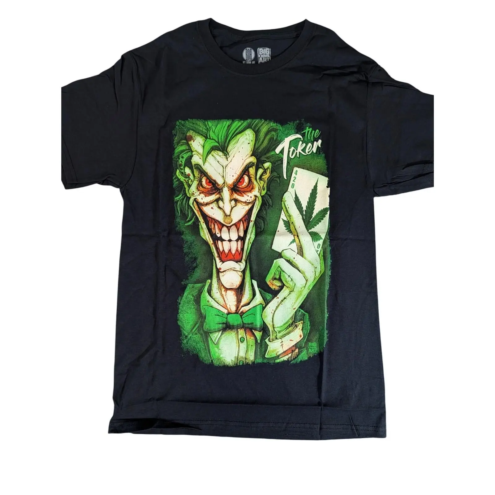 Men's Graphic T-Shirt - The Toker by Big Chris Art, 100% Cotton Shortsleeve with a Ribbed Collar and Cannabis Leaf Print