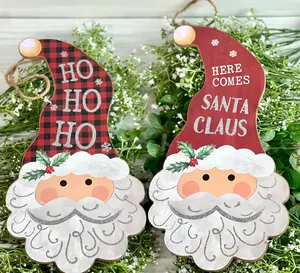 Wooden Santa Head Ornament 2 Styles