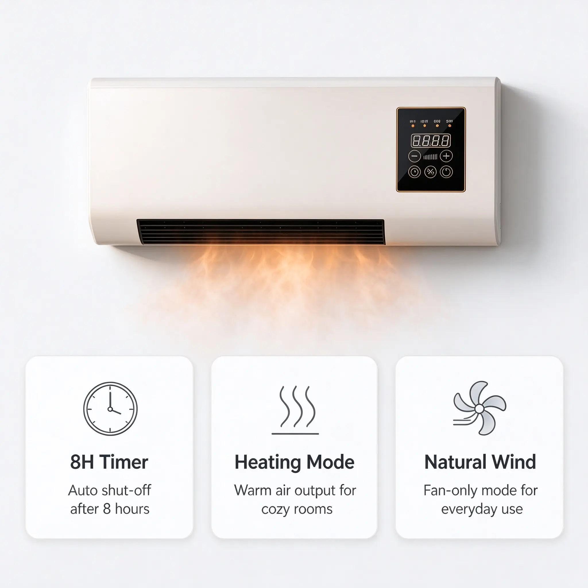 8H Timer Heating Mode Natural Wind Wall-Mounted Air Conditioner for Cozy Rooms and Everyday Use
