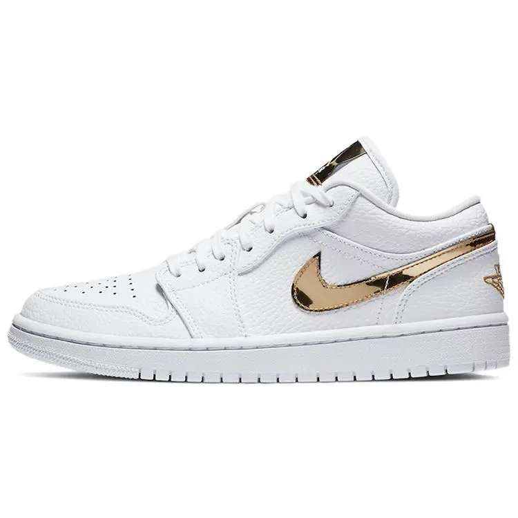 Jordan Air 1 Retro Low White Metallic Gold' Cushioned Durable Basketball Shoes Women's CZ4776-100
