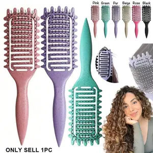 Vented Curl Defining Brush for Curly, Wavy & Coily Hair – Airflow Comb for Fast Drying, Curl Enhancing & Edge Lift, Lightweight Detangling Brush for Wet & Dry Hair for Home, Salon – Cepillo para rizos definidos, Salon Styling Brush, Hair Styling Combs