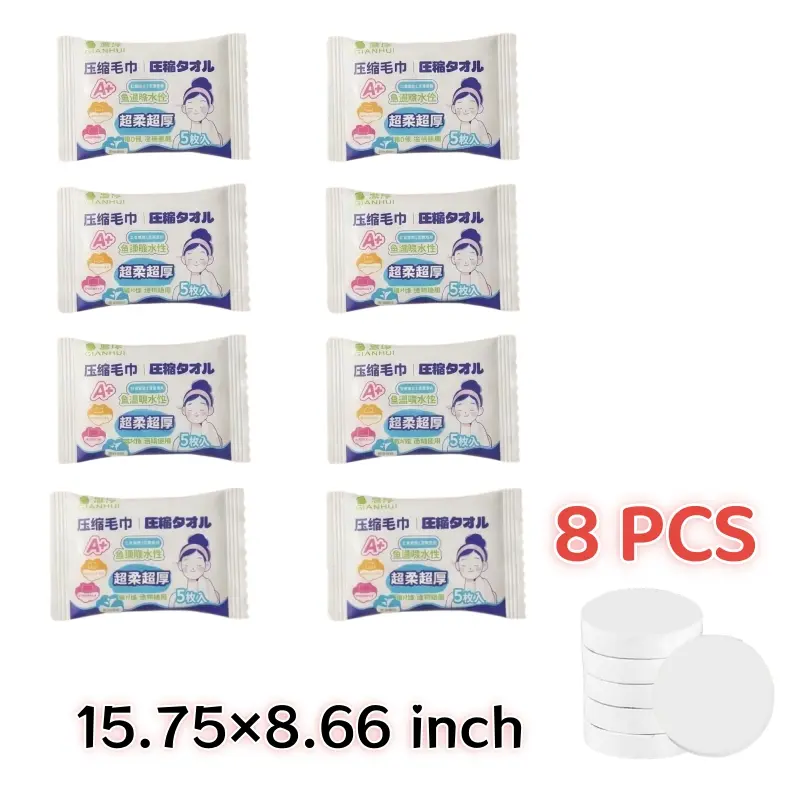 8/16 PCS Compressed Towels for Travel, Extra Thick& Super Absorbent Disposable Wash Cloths, Individually Wrapped Disposable Face Towels for Travel Camping Hiking Sport Hotel Beauty Salon