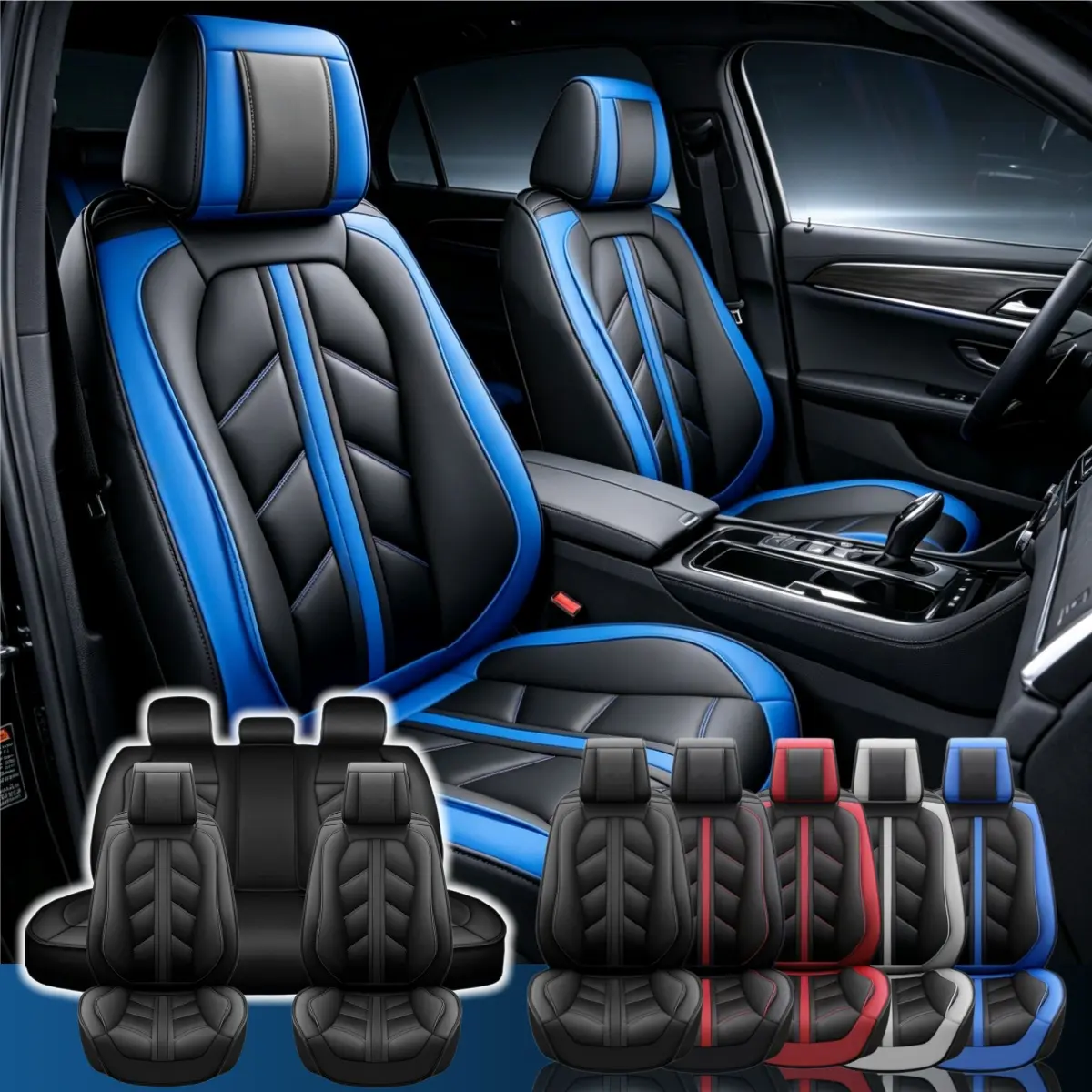 For Mazda CX-5 2013-2023/ CX-7 2007-2012/ Mazda3 2010-2019/ Mazda6 2010-2021/ Mazdaspeed3 2008-2013 Car 5 Seat Covers, Premium 3D PU Leather 5 Seat Covers Full Set with Storage Pockets, Waterproof Breathable Non-Slip Car Seat Cushion Protector Mats