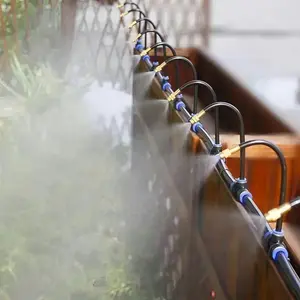 20m DIY Free Bending Universal Sprayer Kit, Water Divider Valve, 8mm Hose, Patio Misting Cooling System, Garden Plant Fogging Watering Irrigation, Garden Watering Sprinkler