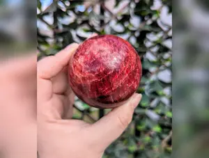 Red Moonstone Spheres with Blue Flash | Stone of Emotional Balance, Passion & Intuition