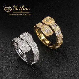 Iced Out Cubic Zirconia Baguette Ring - For Men & Women, Hip Hop Bling Party Ring