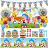Disposable Tableware Set Party Pack - Plates, Cups, Napkins, Tablecloths for Boys’ Birthdays, Baby Shower, Festive Supplies with Festive Atmosphere & Fun Touch (001 Illusion)