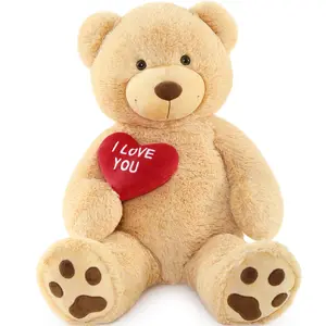Red Heart Giant Teddy Bears 36 Inches Big Stuffed Animals with Embroidered I Love You for Girlfriend Valentines Fluffy Teddy Bear Birthday Gifts Soft Polyester Material