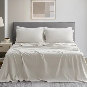 DAPU Linen Cotton Blend Sheets Set Soft Breathable Hypoallergenic Solid Color Bedding for Hot Sleepers Includes Flat Sheet, Fitted Sheet and Pillowcases