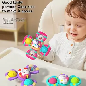 Baby Cartoon Finger Gyroscope Toy, Baby Toothbrush Holder Rotating Flower Stack Game, Cute Toddler Plaything for Infants & Kids, Sensory Teether