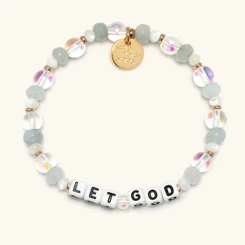 Little Words Project Let God Stretch Bangle - Faith Wear Jewelry, Faith & Trust Reminder, Inspirational Beaded, Trackable Kindness Bracelet - Choose Your Size