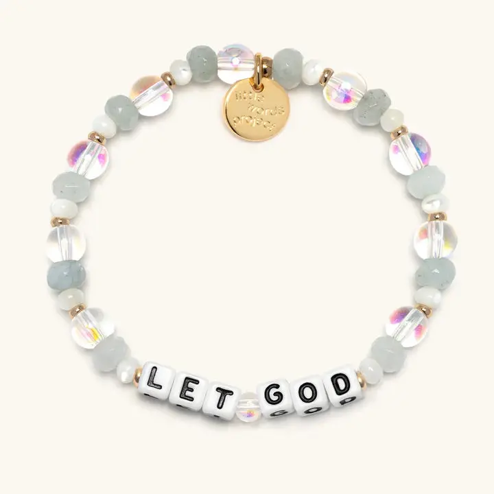 Little Words Project Let God Stretch Bangle - Faith Wear Jewelry, Faith & Trust Reminder, Inspirational Beaded, Trackable Kindness Bracelet - Choose Your Size