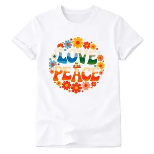 Machine Washable Hippie T-Shirt – Women's Retro 60s-70s Style with Bright Floral Design