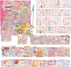 Easter Gift 20 Sets DIY 3D Sticker Scenes, Make Your Own Mini Shop House Scene Stickers, Miniature Cute Fun Cartoon Sticker Therapy for Adult Relief Stress Pass The Time (Gift Box Packaging)