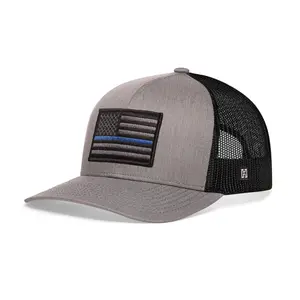 Thin Blue Line Trucker Hat  |  Gray-Black Police Tactical Snapback