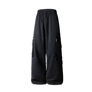 Men's Casual Baggy Cargo Pants Functional Zipper Pocket Details Adjustable Drawstring Waist Soft Fabric Wide Leg Bottoms Ideal for Outdoor Activities and Weekend Outings