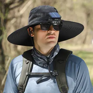 Big Edge Fan Hat Summer Outdoor Male Solar Rechargeable Big Wind Cool Hat Cooling Shade Sunscreen Fishing Hat