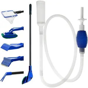 Aquarium Fish  Cleaning Kit - 5 in 1 Algae Scraper Set - Siphon Vacuum for Water Changing and Sand Cleaner (Cleaner Set)