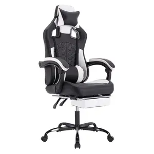 Gaming Chair with Massage,Ergonomic PC Gaming Chair with Footrest Comfortable Headrest and Lumbar Support,High Back PVC Leather,300LBS