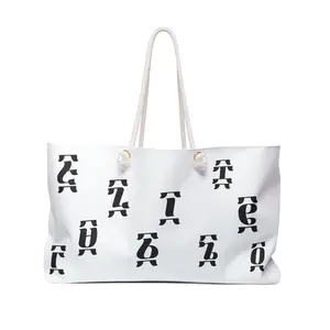 Minimalist Monogram Weekender Bag — Black Letter Pattern Tote