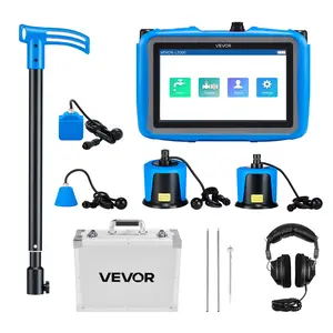 VEVOR Pipe Water Leak Detector with 4 Sensors, 1Hz-10000Hz, 7 Touchscreen Underground Plumbing Leakage Detection Locator with 3 Listening Rods, Headphones, 8GB Card Carry Case for Indoors Outdoors