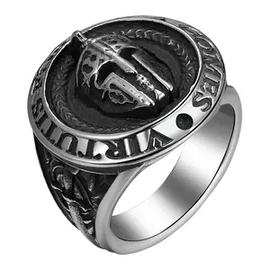 Men's Spartan Mask Ring: Vintage Viking Stainless Steel Warrior Armor  Rings Gothic Punk Medieval Style Jewelry Size 8-13