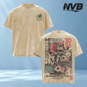 Mexico World Soccer Tour 2026 Vintage Washed Mascot Soccer T Shirt, Retro Futbol Graphic Tee, Oversized Heavyweight Cotton Streetwear, Mexico Football Fan Shirt, Sports Aesthetic Gift Merch Apparel