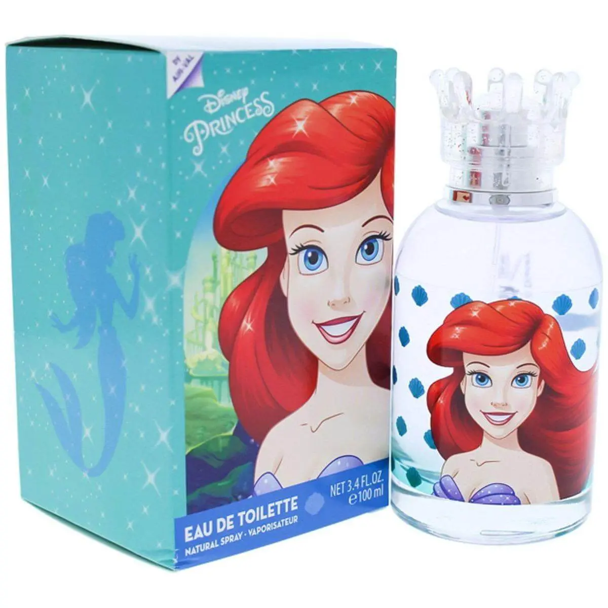 Disney Princess Ariel Eau de Toilette, Floral Green Scent with Jasmine and Violet Notes for Girls, 3.4 oz, Musk, 3 To 3.9 Fl Oz, Captivating Fragrance, Daily Wear Fragrance