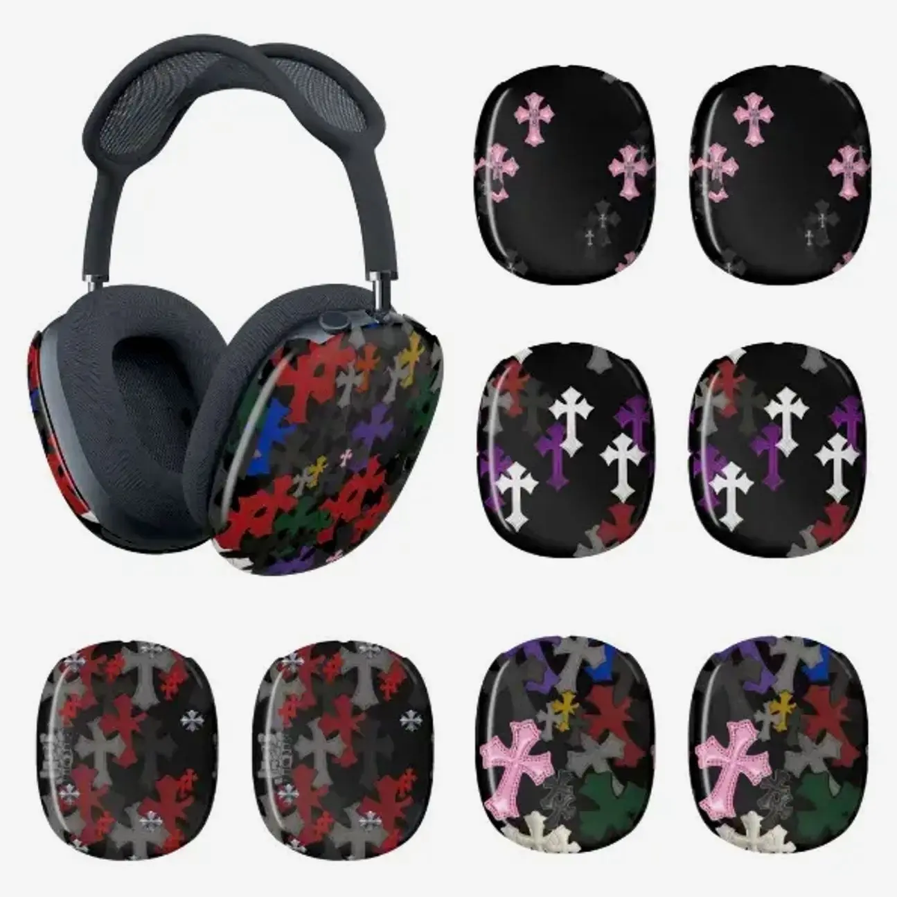 Gothic Cross Chrome Airpod Max Case, Y2K Punk Rock Electroplated Cover for Airpod Max, Shockproof Protection Cover